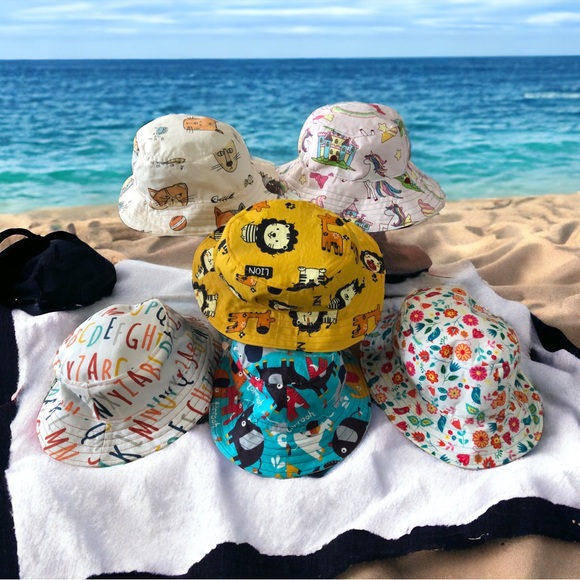 NWOT HANDMADE REVERSIBLE Canvas Child Bucket Hat Alphabet & Polka Dots 19-20.5” - Picture 8 of 8